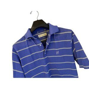 DONALD ROSS Polo Shirt Golf Purple Stripes Short Sleeve Size Small